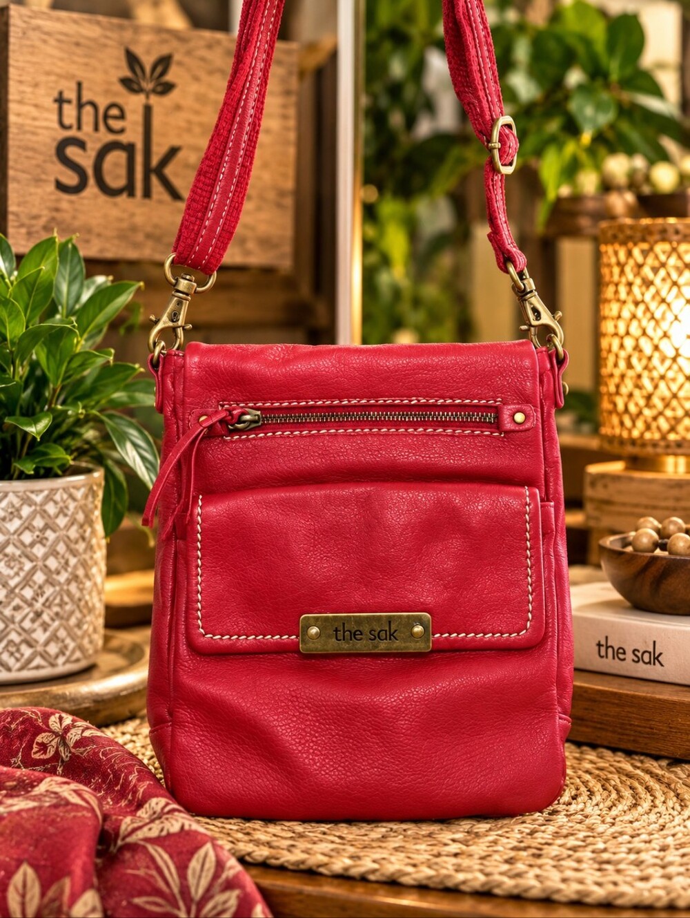 The Sak Red Leather Crossbody Bag